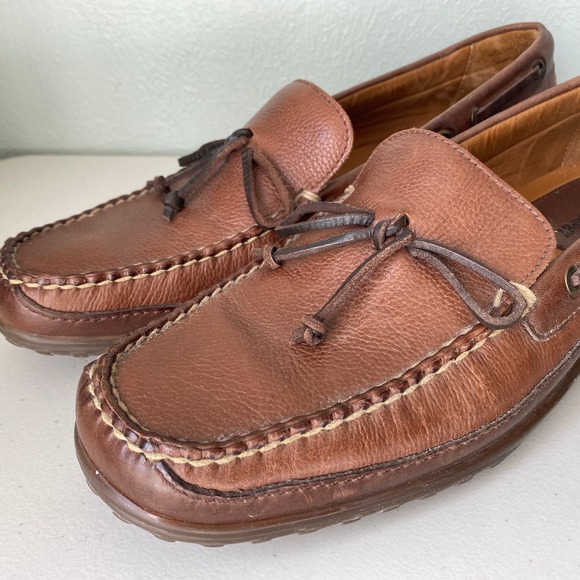 Johnston & Murphy Moc Toe Tie Front Loafers Slip On Casual Brown Leather 12 main image 4